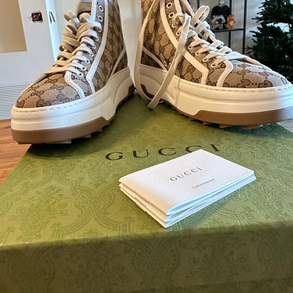 Men’s Gucci GG hightop canvas Tennis 1977 size 9 - Picture 2 of 4